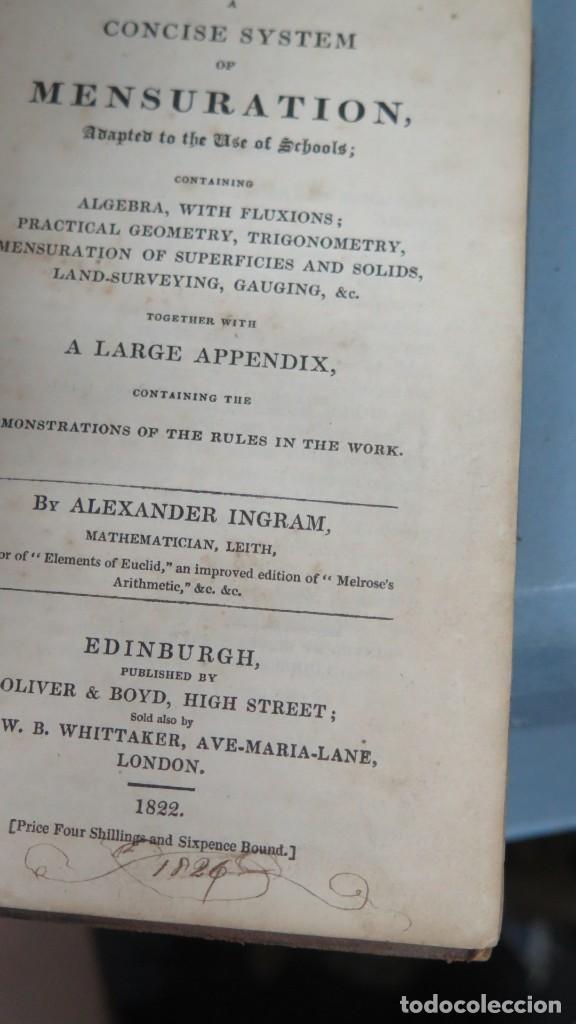 Libros antiguos: 1822.- A CONCISE SYSTEM OF MENSURATION. INGRAM - Foto 2
