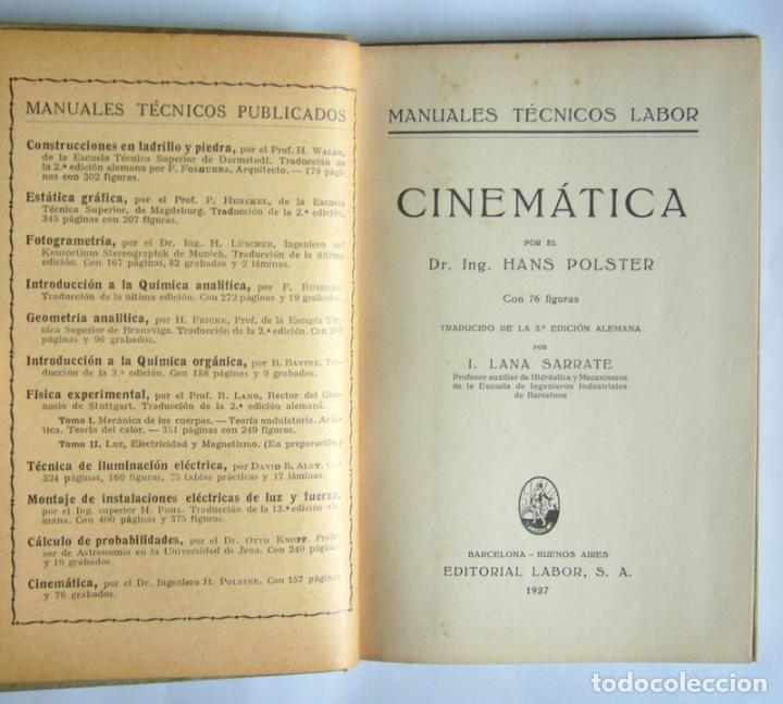 Libros antiguos: CINEMATICA - HANS POLSTER - EDITORIAL LABOR. 1927 - Foto 3