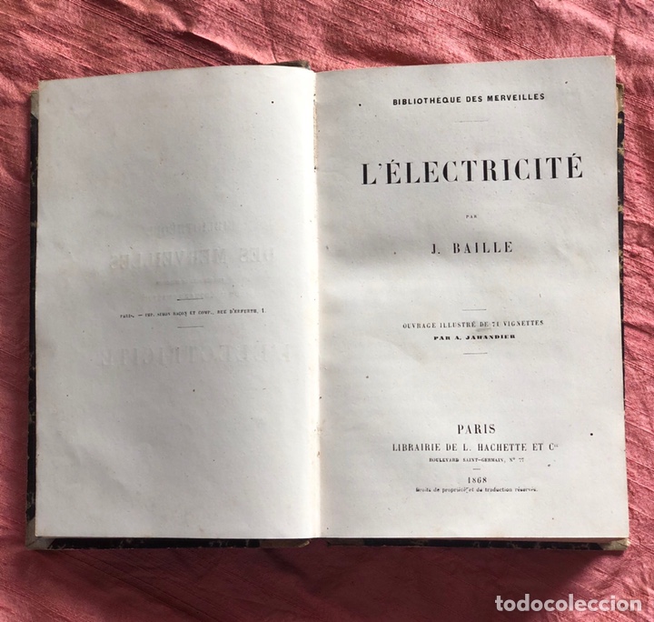 Libros antiguos: L&rsquo;&eacute;lectricit&eacute; par J. Baille, 1868. - Foto 2