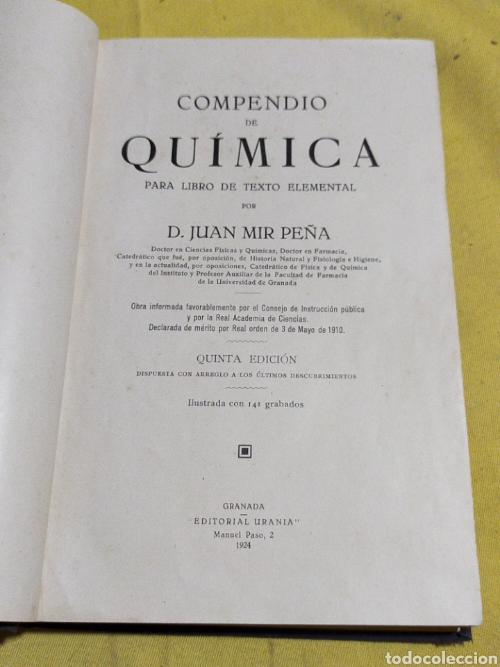 Libros antiguos: 1924 COMPENDIO DE QUIMICA 320 PAGINAS - Foto 1