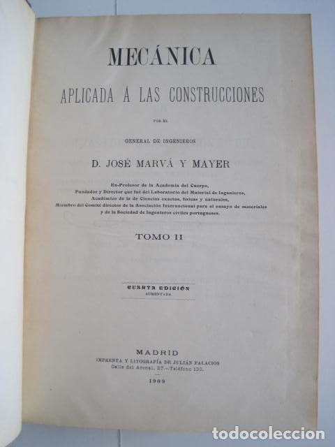Libros antiguos: MECÁNICA APLICADA A LAS CONSTRUCCIONES. JOSÉ MARVÁ Y MAYER. 3 TOMOS. FIRMADOS POR AUTOR. 1909. - Foto 35 - 217734541