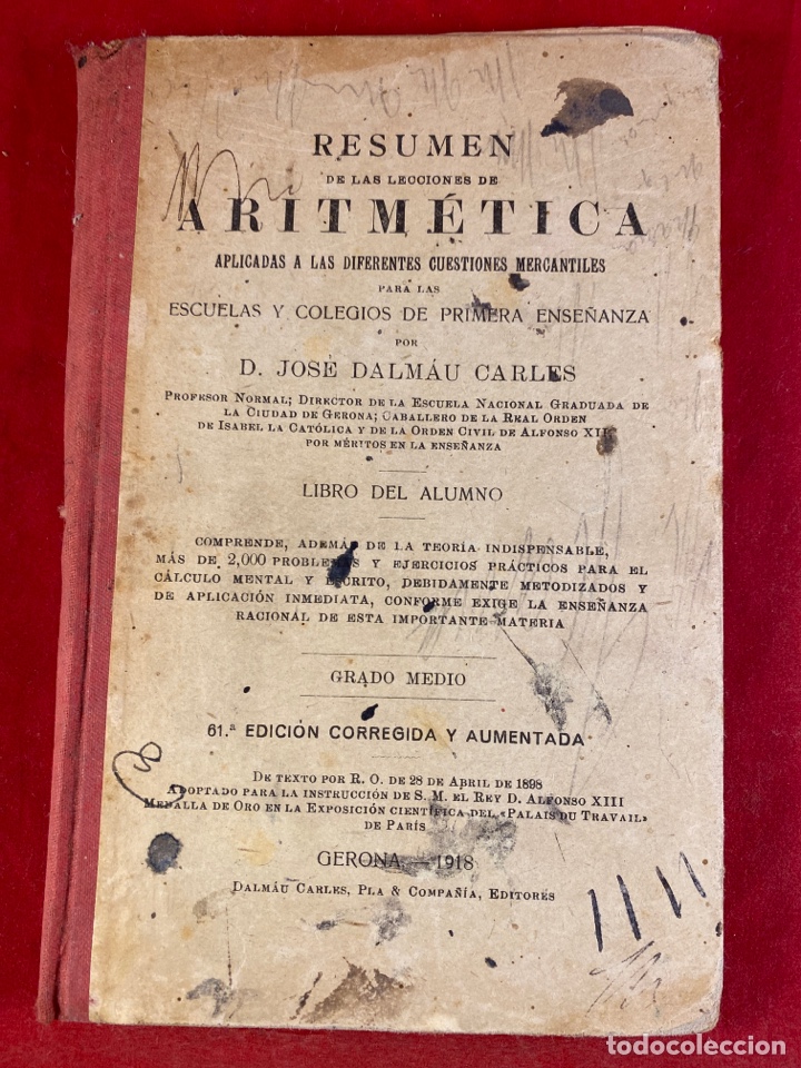 Libros antiguos: Resumen de las lecciones de aritm&eacute;tica 1918 - Foto 1