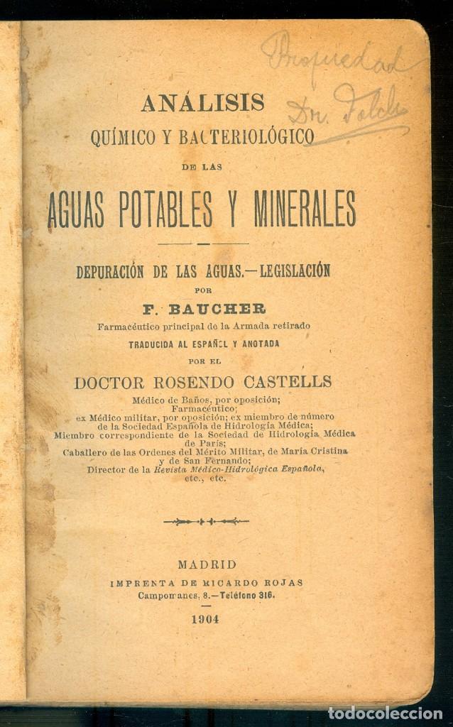 Antiquarische B&uuml;cher: NUMULITE L0197 An&aacute;lisis qu&iacute;mico y bacteriol&oacute;gico de las aguas potables y minerales Depuraci&oacute;n Agua