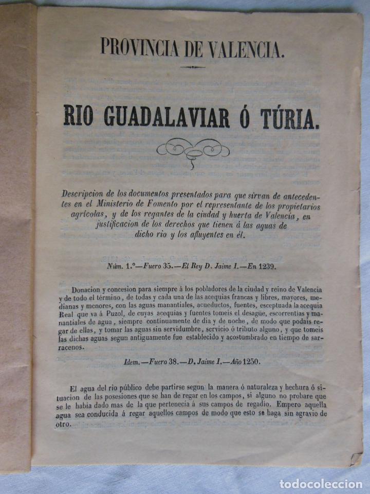 Libros antiguos: RIO GUADALAVIAR O TURIA. 1852 - Foto 1