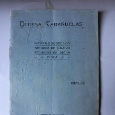 Libros antiguos: DEHESA CABAÑUELAS - INFORME SOBRE LOS METODOS DE CULTIVO SEGUIDOS EN DICHA FINCA - 1927 23P.+PLANO. Lote 225237856