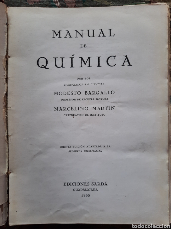 Libros antiguos: Libro Manual de qu&iacute;mica 1935 - Foto 2