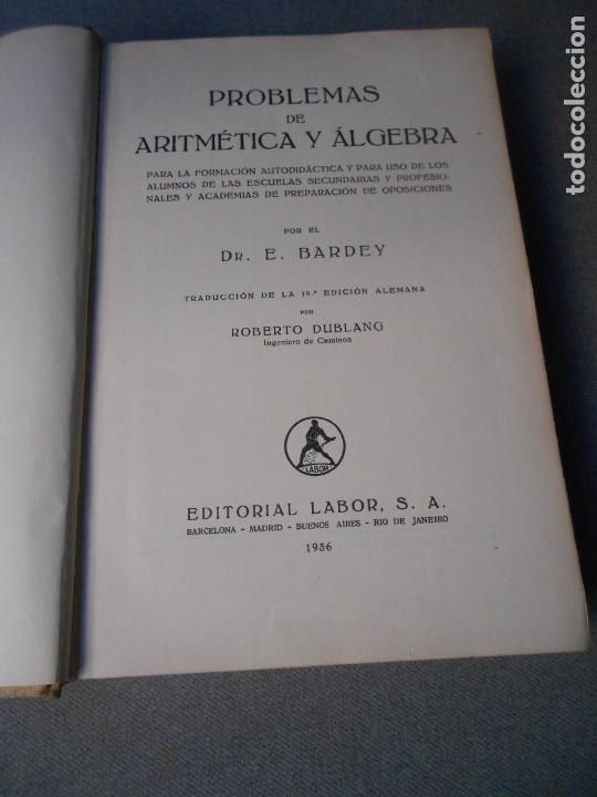 Libros antiguos: PROBLEMAS DE ARITMETICA Y ALGEBRA - Foto 2