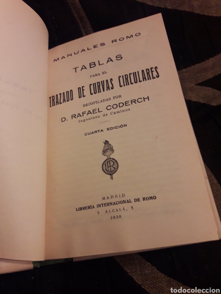 Libros antiguos: Tabla de curvas circulares de R. Corderch de 1930 - Foto 2