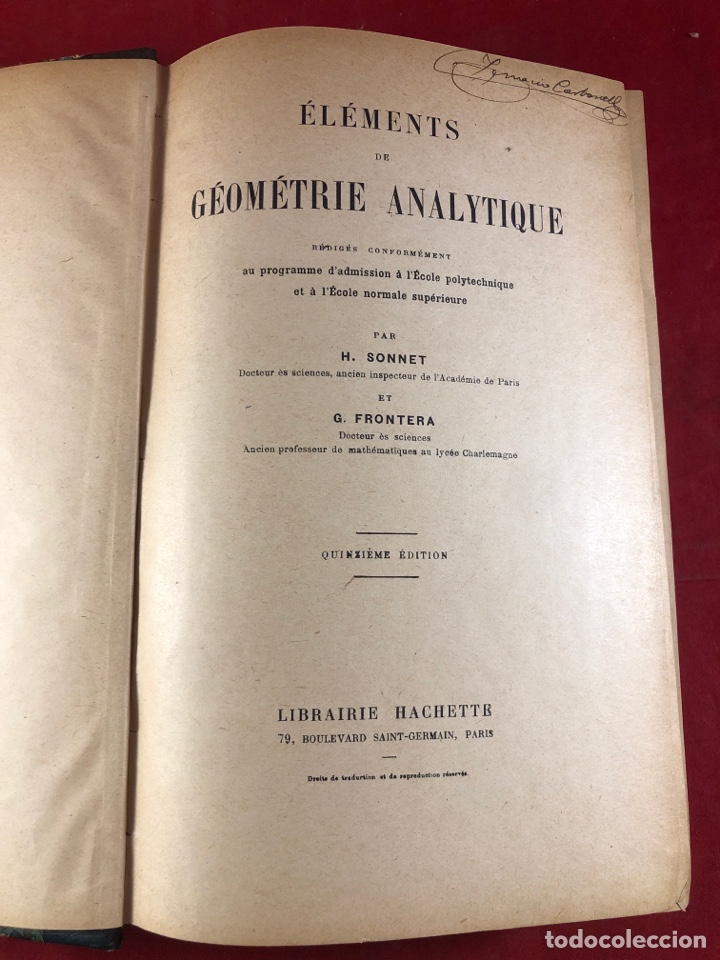 Libros antiguos: ELEMENTS DE GEOMETRIE ANALYTIQUE - Foto 1