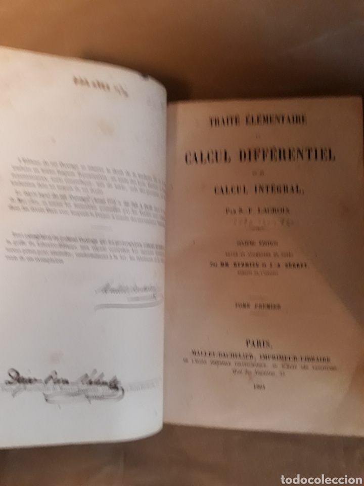 Libros antiguos: CALCUL DIFFERENTIEL ET INTEGRAL . LACROIX . 2 TOMOS . 1861 - Foto 2