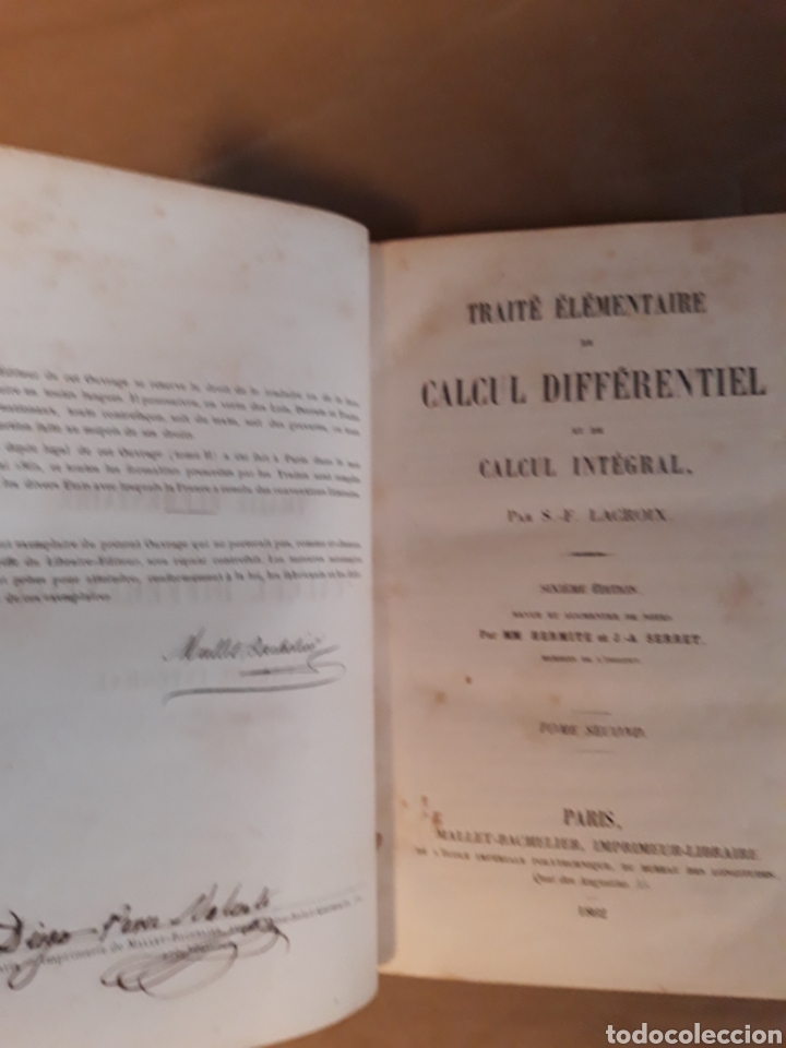 Libros antiguos: CALCUL DIFFERENTIEL ET INTEGRAL . LACROIX . 2 TOMOS . 1861 - Foto 5