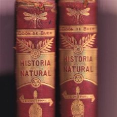Libros antiguos: HISTORIA NATURAL POR ODON DE BUEN -2 TOMOS PIEL Y ORO CON GRABADOS - BARCELONA - MANUEL SOLER 1897. Lote 234036715