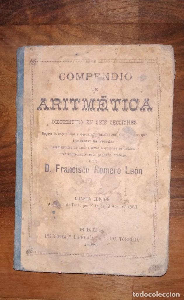 Libros antiguos: COMPENDIO DE ARITM&Eacute;TICA. REUS. A&Ntilde;O 1889. - Foto 1