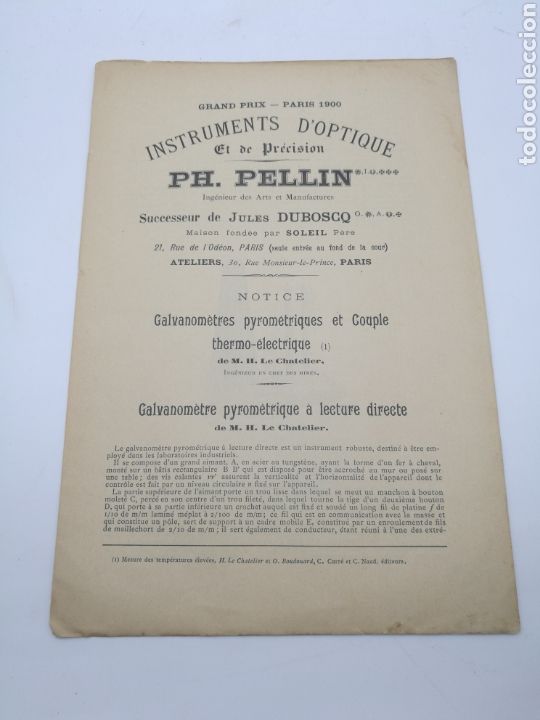 Libros antiguos: Instruments doptique et de precision Galvanometres 1900 - Foto 1