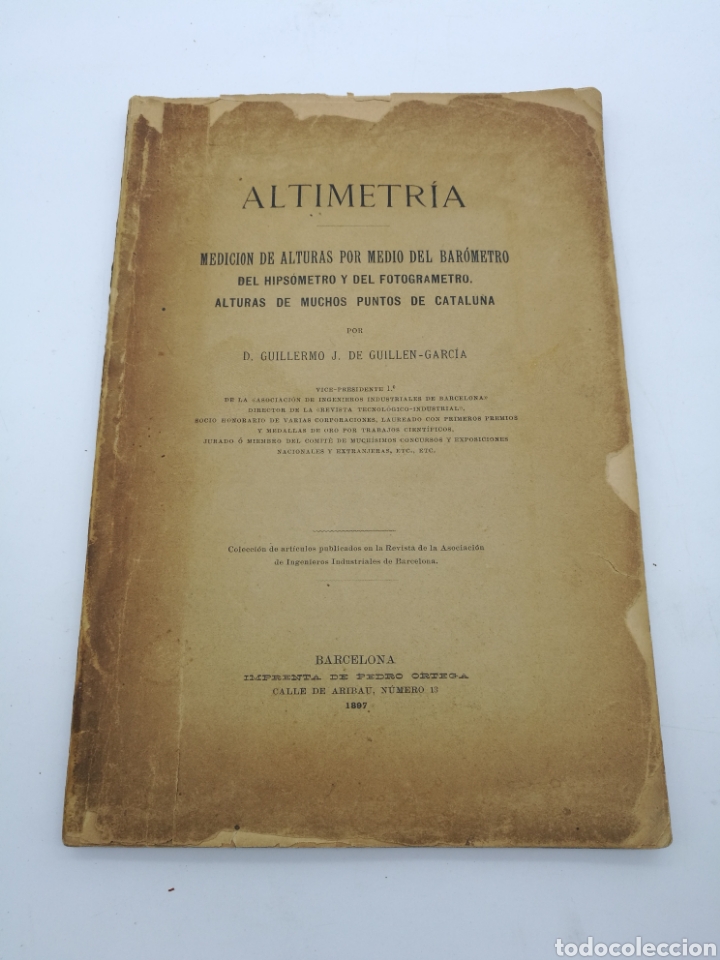 Antiquarische B&uuml;cher: Altimetr&iacute;a medici&oacute;n de alturas Catalu&ntilde;a 1897 Barcelona