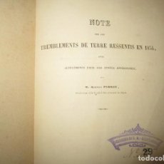 Libros antiguos: NOTE SUR LES TREMBLEMENTS DE TERRE RESSENTIS EN 1854 ALEXIS PERREY. Lote 248101215