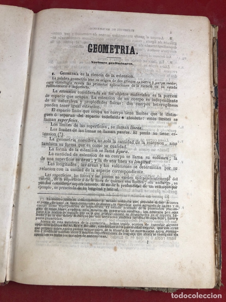 Libros antiguos: ELEMENTOS DE MATEM&Aacute;TICAS GEOMETR&Iacute;A 1855 - Foto 2