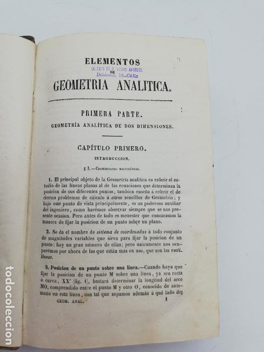 Libros antiguos: ELEMENTOS DE GEOMETRIA ANALITICA. 1&ordf; PARTE. PAGS. 577. - Foto 5
