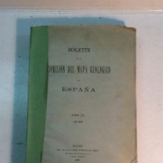 Libros antiguos: BOLETÍN DE LA COMISIÓN DEL MAPA GEOLÓGICO DE ESPAÑA. TOMO XX (AÑO 1893) (1895). Lote 270985573