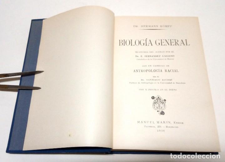 Libros antiguos: R&Ouml;MPP, Hermann. Biolog&iacute;a general. 1936. - Foto 3