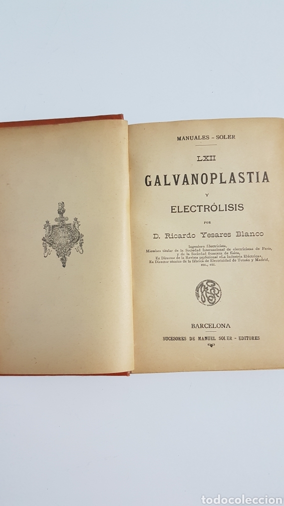 Libros antiguos: GALVANOPLASTIA Y ELECTROLISIS MANUALES SOLER - Foto 5