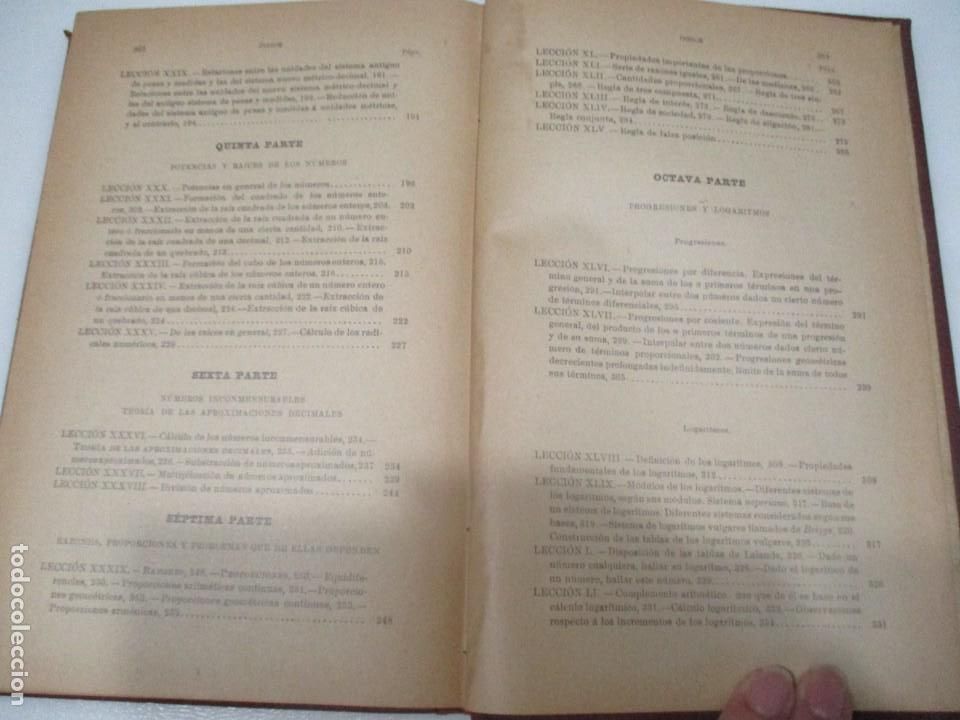 Libros antiguos: BERNARDO SANCHEZ VIDAL Lecciones de aritm&eacute;tica W9984 - Foto 4