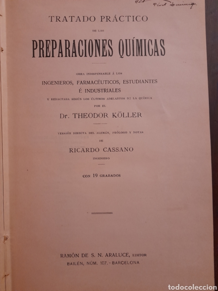 Libros antiguos: TRATADO PRACTICO DE PREPARACIONES QUIMICAS DR KOLLER - Foto 2