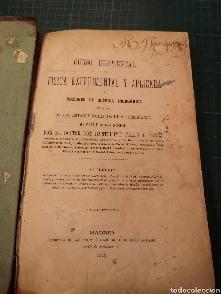 Libros antiguos: Curso Elemental F&iacute;sica Experimental y Aplicada - Foto 1