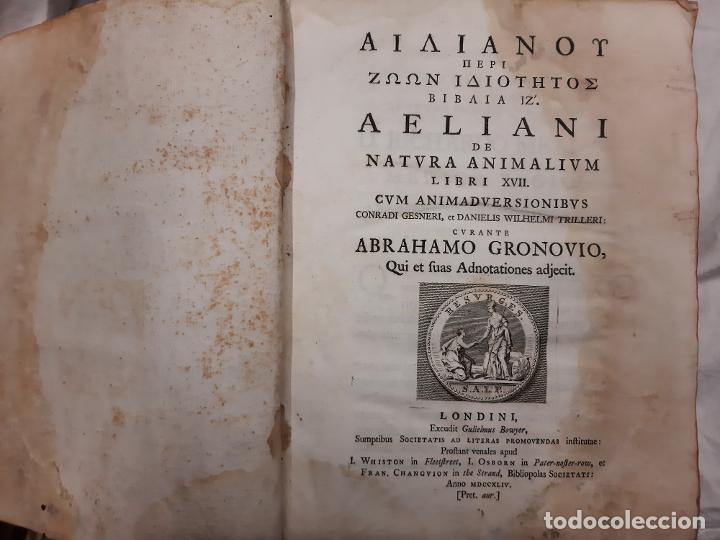 1744. aeliani de natura animalium. libri xvii. - Buy Antique books about  biology and botany on todocoleccion