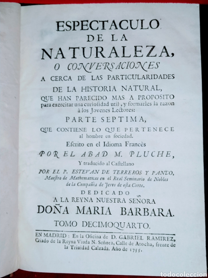 Libros antiguos: Espectaculo de la naturaleza. 1755. Tomo d&eacute;cimo cuarto. - Foto 5