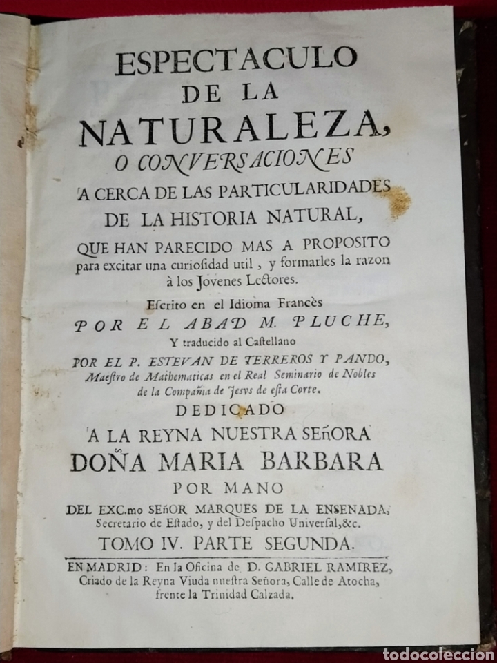 Libros antiguos: Espect&aacute;culo de la Naturaleza. Tomo IV. 1753. - Foto 1