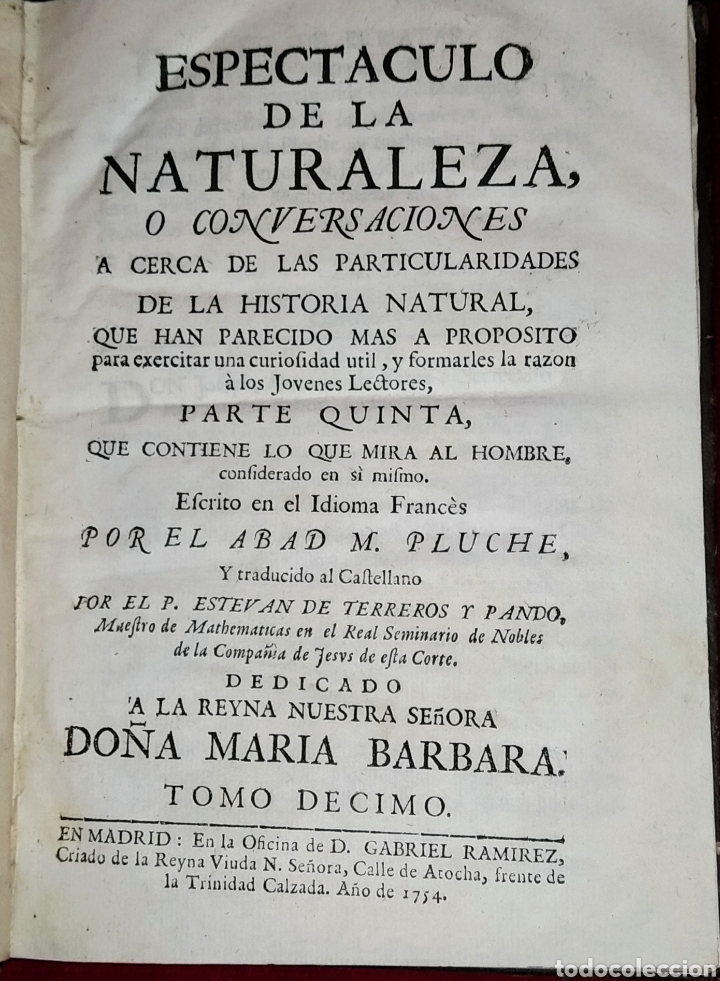 Libros antiguos: Espect&aacute;culo de la Naturaleza. Tomo X. 1754. - Foto 5