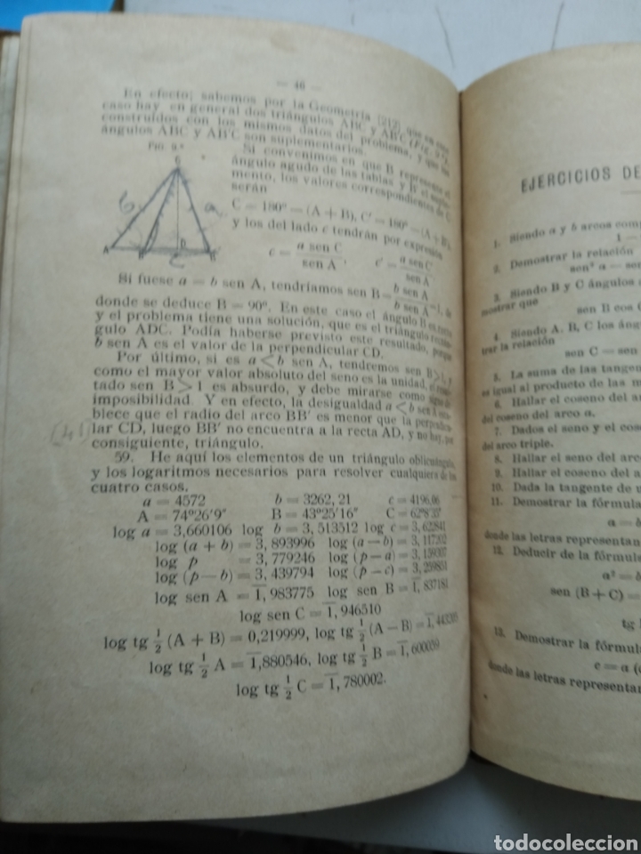 Libros antiguos: TRIGONOMETR&Iacute;A RECTIL&Iacute;NEA/LASALA Y MARTINEZ - Foto 6
