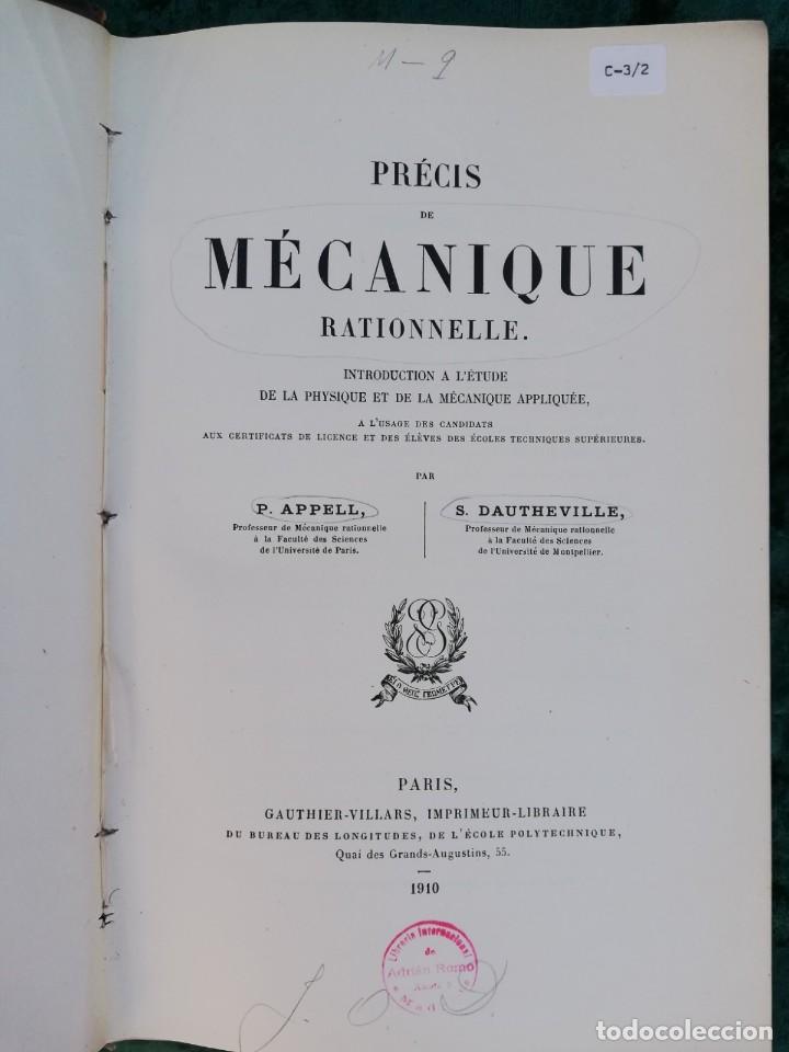 Libros antiguos: Pr&eacute;cis de M&eacute;canique Rationelle (1910) - Foto 2