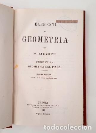 Libros antiguos: ELEMENTI DI TRIGONOMETRIA.- RUBINI (1870) - Foto 2