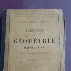 Libros antiguos: 1898 - ELEMENTS DE GEOMETRIE DESCRIPTIVE