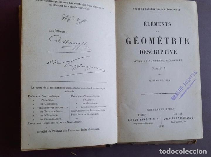 Libros antiguos: 1898 - Elements de geometrie descriptive - Foto 2