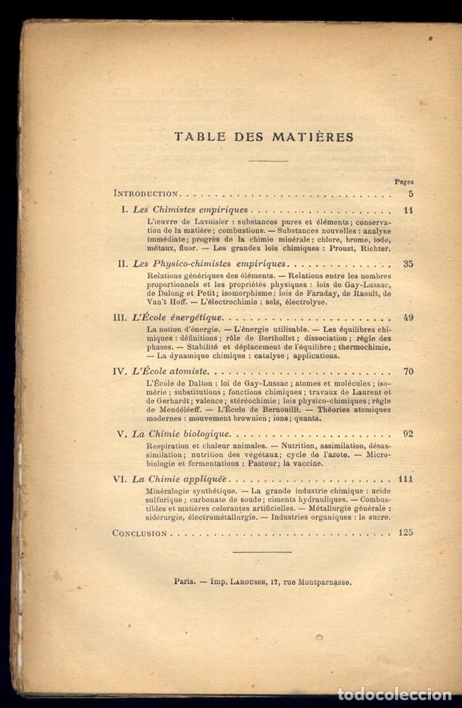 Libros antiguos: OSWALD, Marcel. L&rsquo;&Eacute;volution de la Chimie au XIX&egrave;me Si&egrave;cle. 1913. - Foto 4