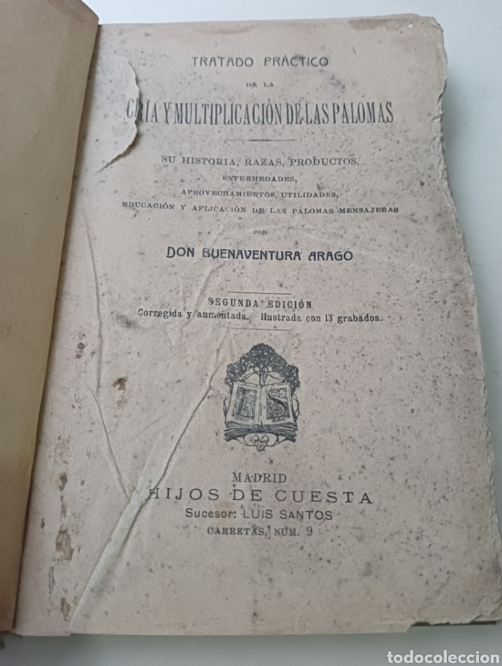 Libros antiguos: Tratado Pr&aacute;ctico de la Cr&iacute;a y Multiplicaci&oacute;n de las Palomas - Foto 3