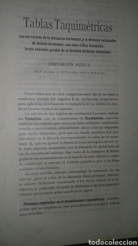 Libros antiguos: TABLAS TAQUIMETRICAS. ALBERT HERRERA Y TORRES, ED. 1901. - Foto 2