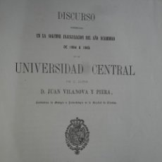Libros antiguos: DISCURSO UNIVERSIDAD CENTRAL AÑO 1864-65.JUAN VILANOVA Y PIERA .1864.83 PG. Lote 329679758