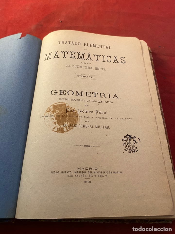 Libros antiguos: MATEM&Aacute;TICAS GEOMETR&Iacute;A 1881 - Foto 1