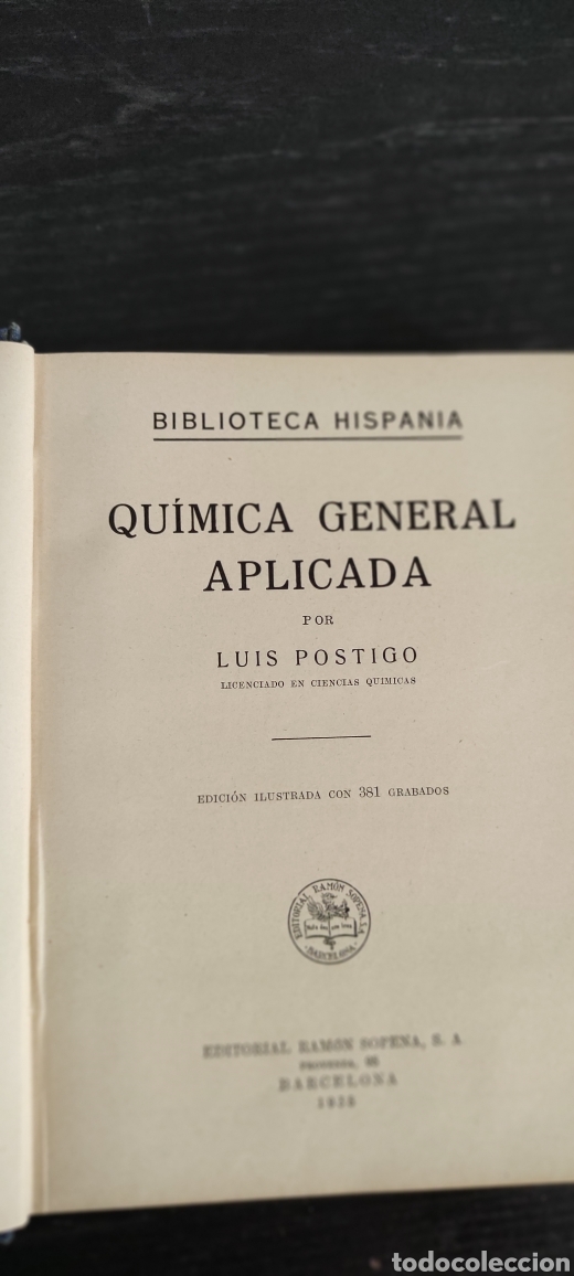 Libros antiguos: Qu&iacute;mica general Aplicada, 1935 Sopena - Foto 2