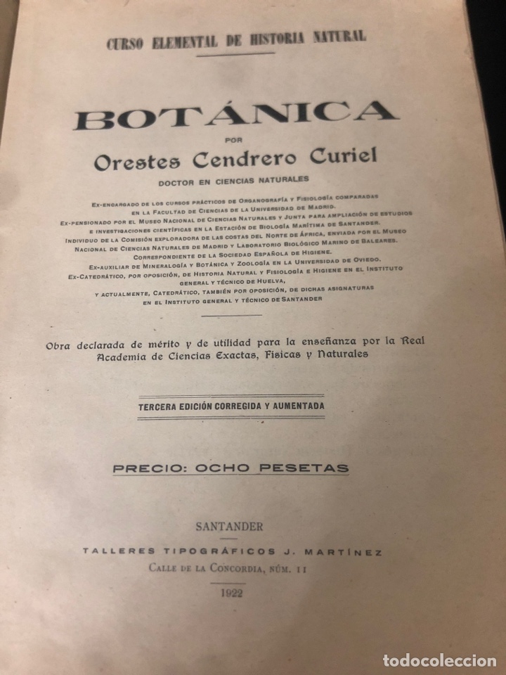 Libros antiguos: BOT&Aacute;NICA, CURSO ELEMENTAL DE HISTORIA NATURAL, - Foto 3