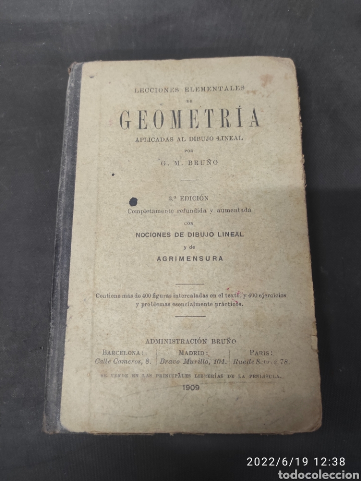 Libros antiguos: LECCIONES ELEMENTALES DE GEOMETR&Iacute;A A&Ntilde;O 1909 - Foto 1