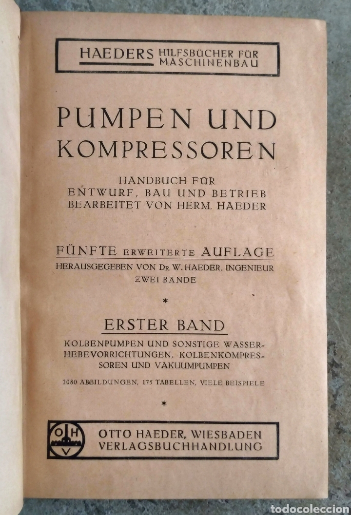 Libros antiguos: Pumpen und Kompressoren Haeder 1925 - Foto 2