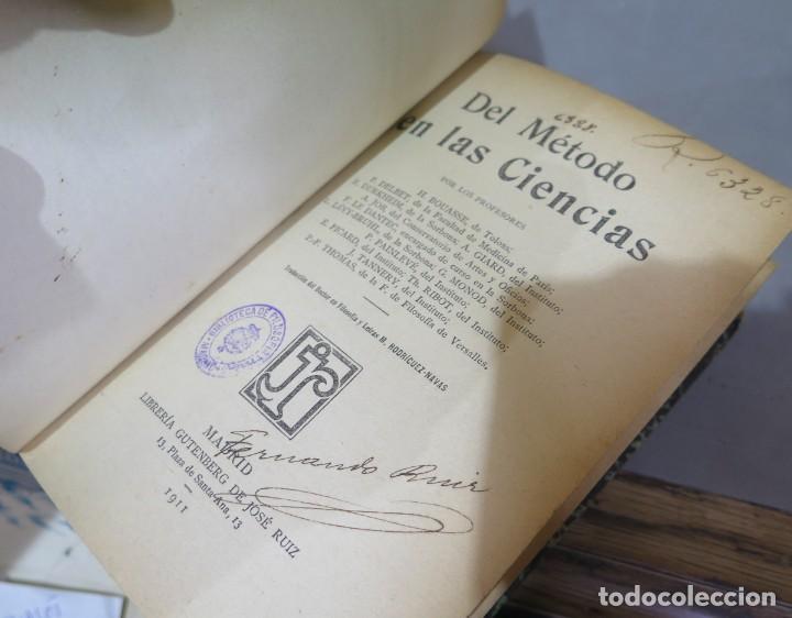 Libros antiguos: 1911.- DEL METODO EN LAS CIENCIAS - Foto 2