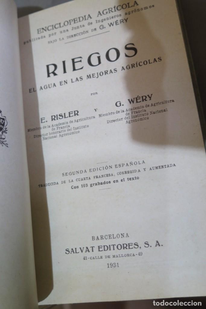 Libros antiguos: 1923.- RIEGOS. EL AGUA EN LAS MEJORAS AGR&Iacute;COLAS. E. RISLER Y G. WERY - Foto 2