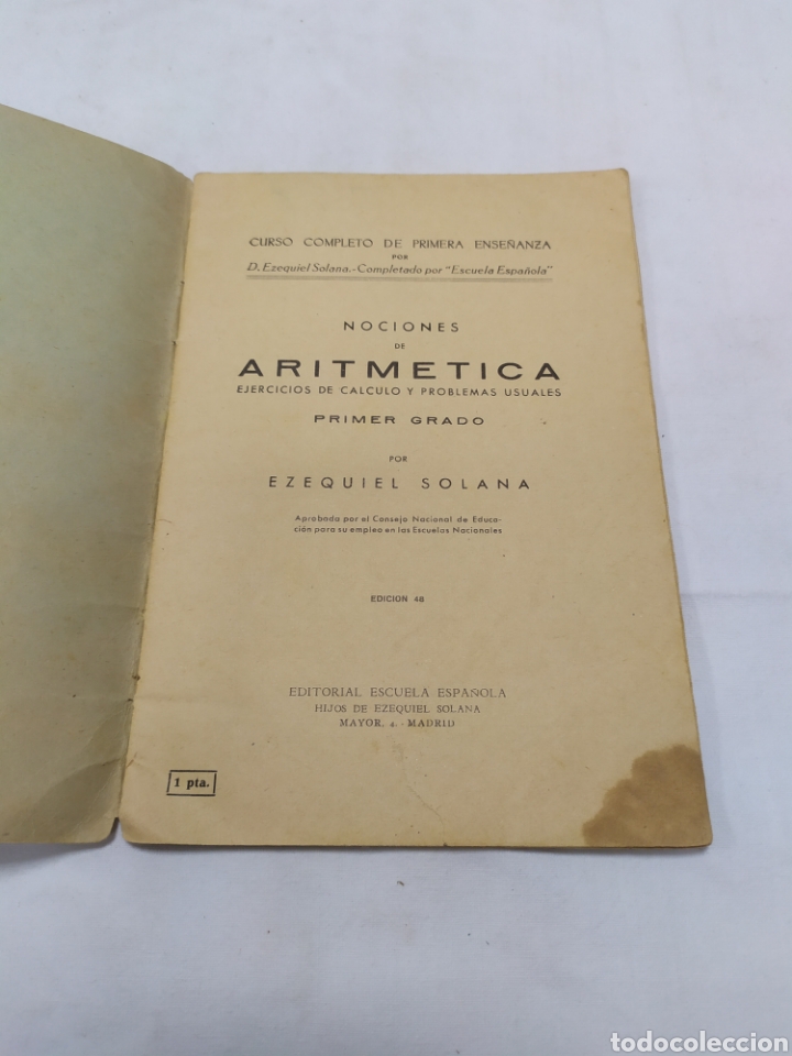 Libros antiguos: Aritm&eacute;tica de Editorial Escuela Espa&ntilde;ola - Foto 3