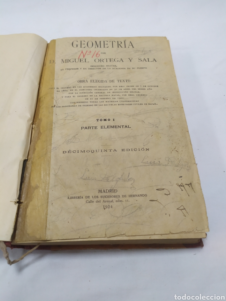 Libros antiguos: Geometr&iacute;a de Miguel Ortega y Sala, 1924 - Foto 3